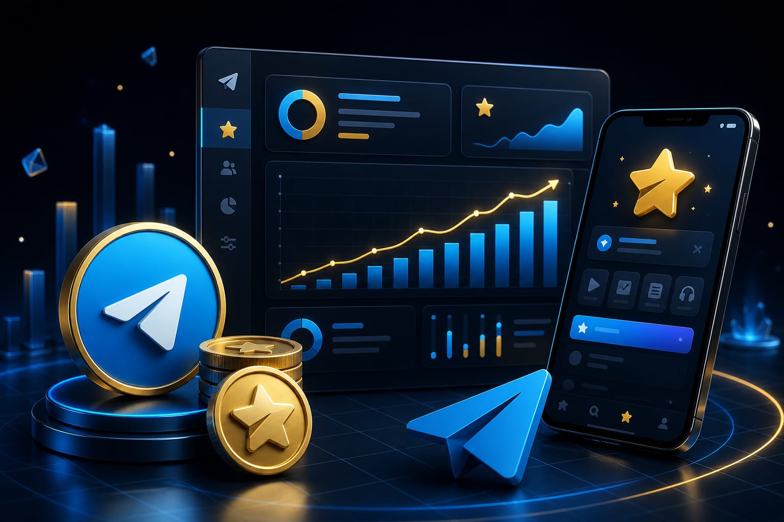 Telegram Stars and revenue visual for monetizing a Telegram channel